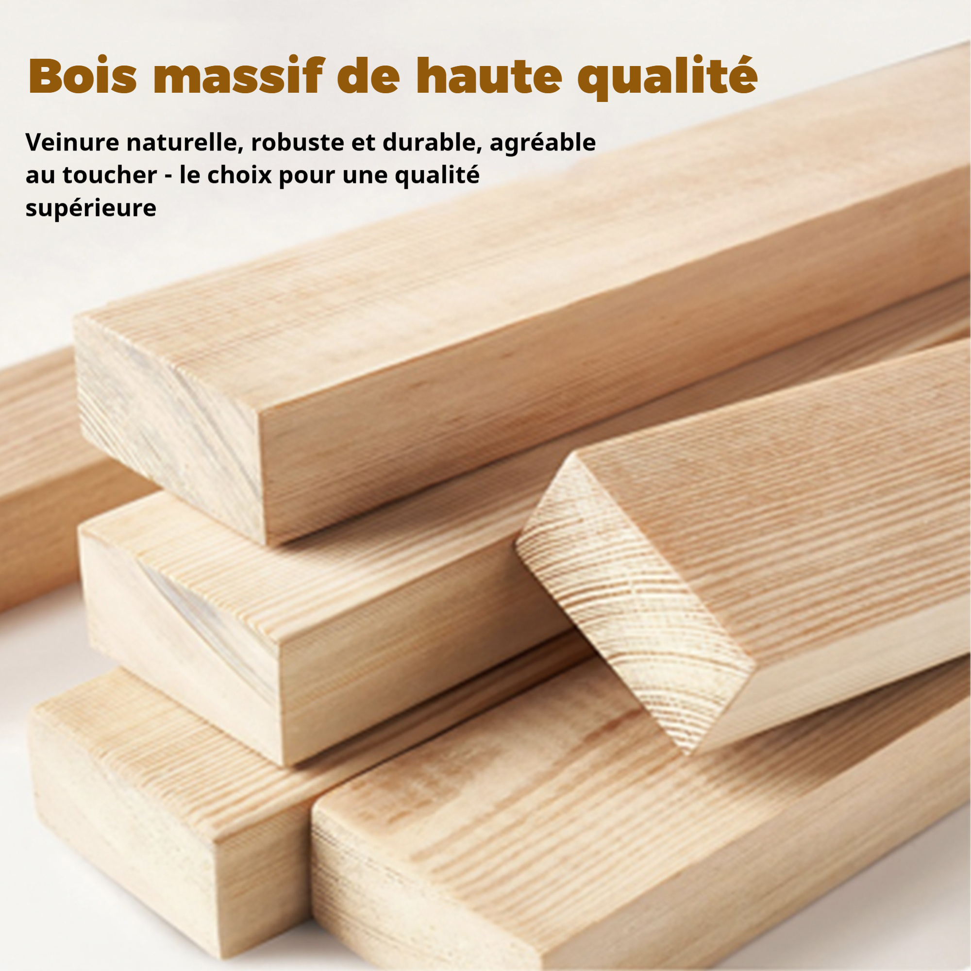 Détail du bois massif utilisé pour la structure de la chaise
