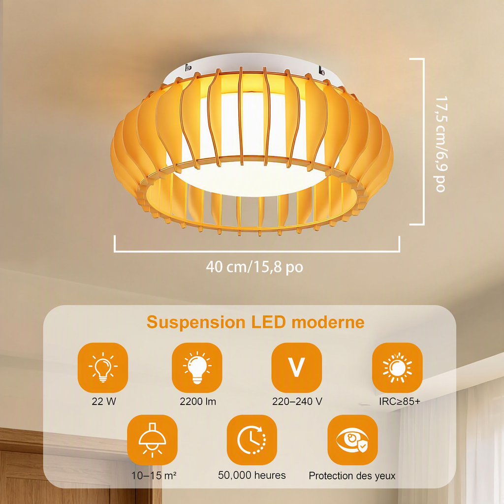 Plafonnier LED en bois naturel