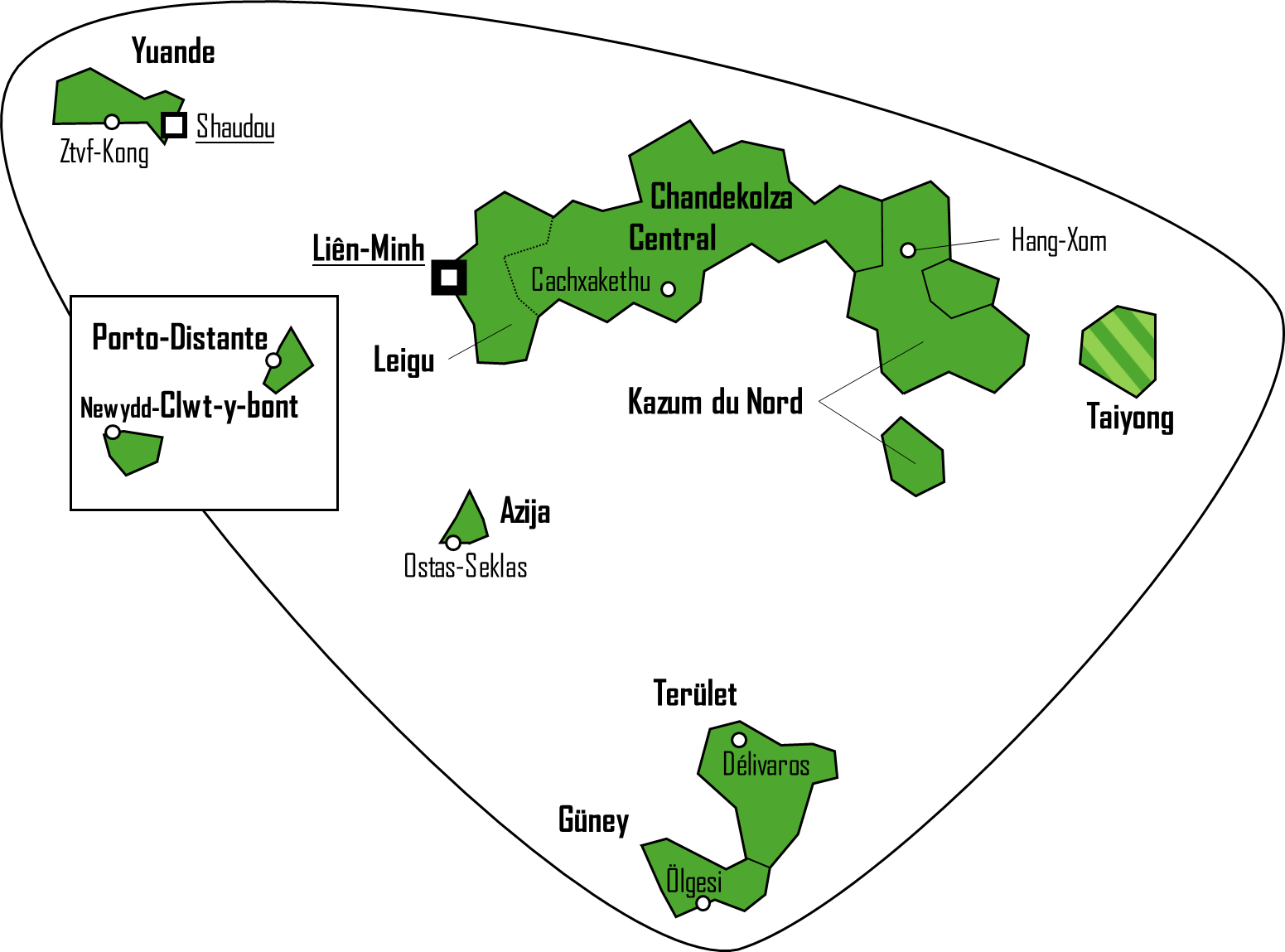 Carte des divisions administratives de premier niveau au Chandekolza