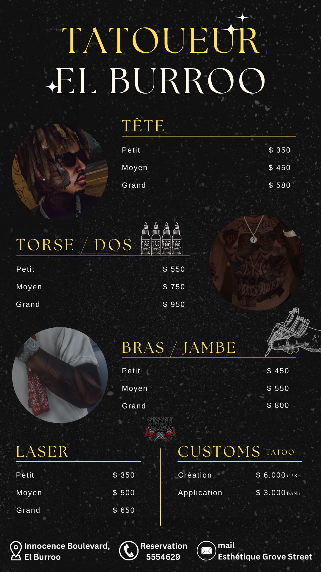 Tarifs Tatoueur
