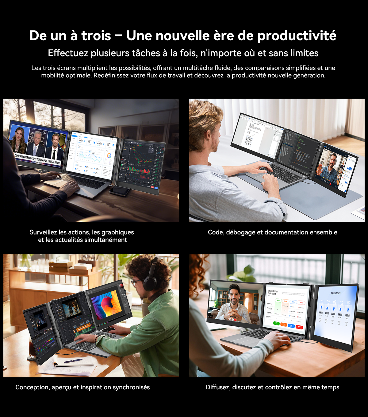 Middle Ecran Pc Ecran PC Blackview DCM6 Double Écran Portable 14