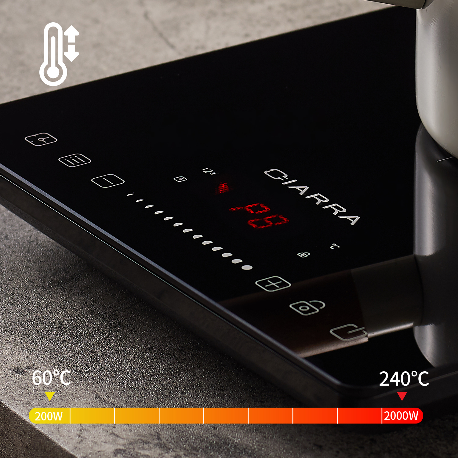 Cbtih2 Plaque Induction Sensitive 2 Foyers 3500W Lcd Securite Enfants Minuteur CIARRA 11 plaque induction 2 foyers