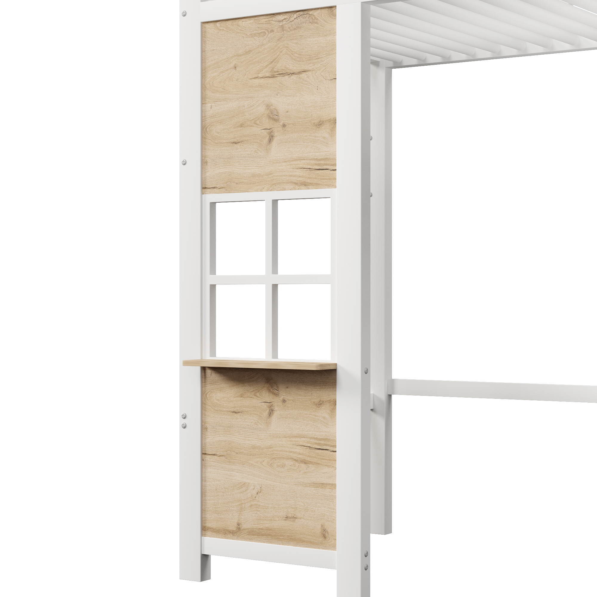 Paroi latérale du lit mezzanine blanc avec tablette intégrée