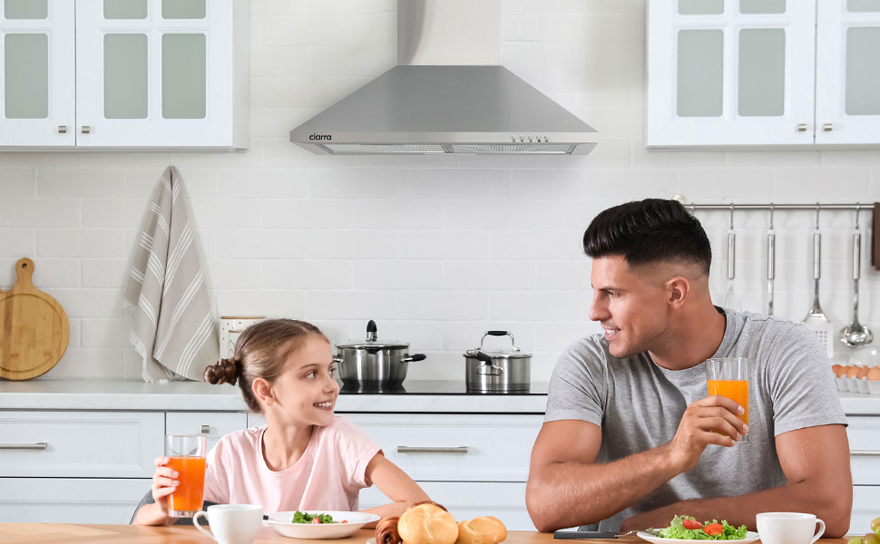 CIARRA Cappa A Parete Piramide 60cm 201SS60 - Acciaio Inox: 350m³/h Estrazione, 3 Livelli Di Potenza, Filtro A Carbone E Grasso 13 CIARRA 201SS60