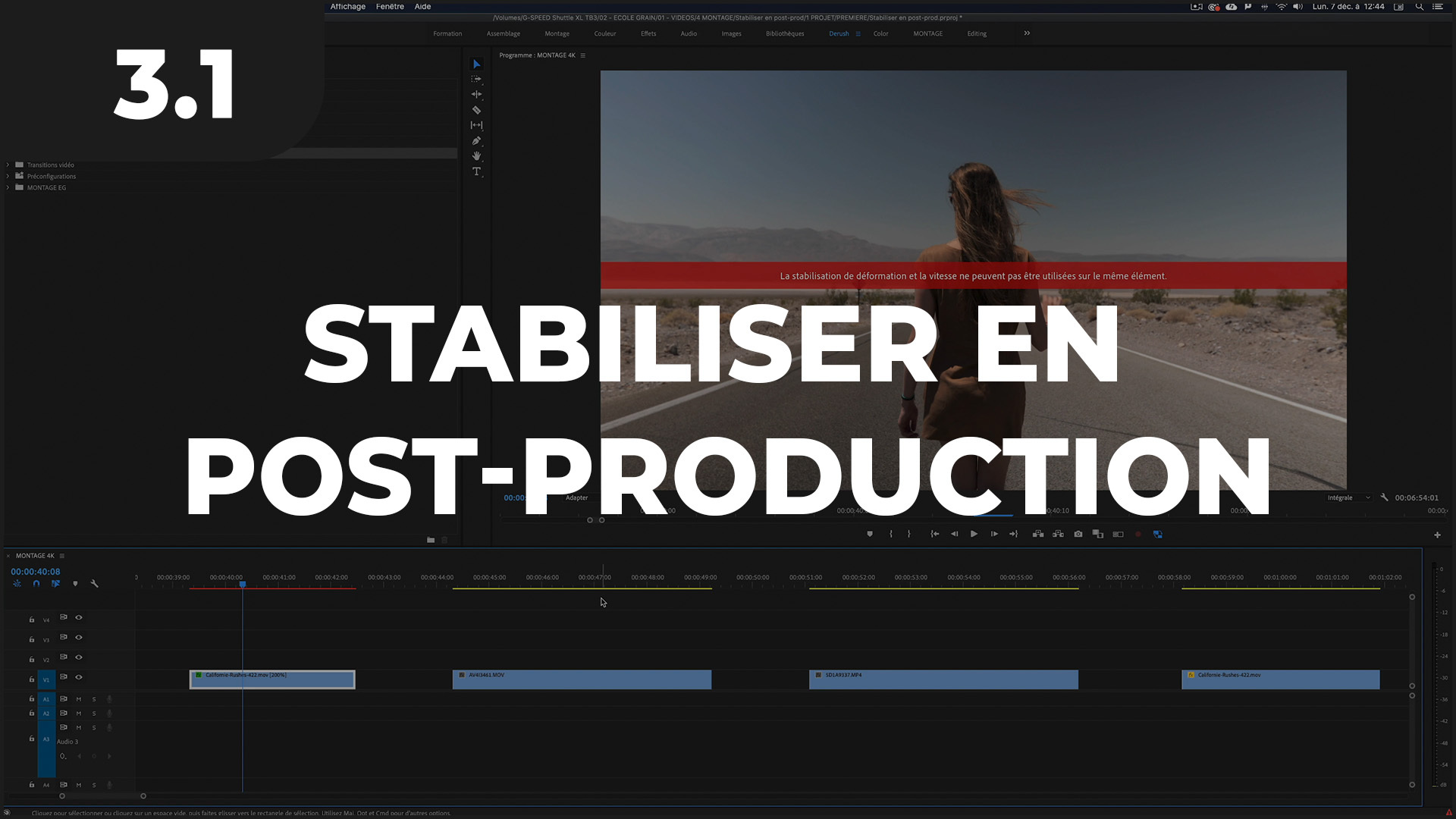 Stabiliser sur Adobe Premiere Pro