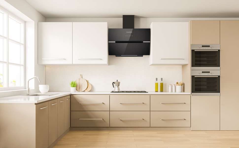 CIARRA Hotte Inclinee Tactile 60cm 650m/h Classe A++ Filtre Actif 4 Vitesses Recyclage Ou Evacuation - Verre Noir - CD6736FB 12 ciarra hotte noire tactile 60cm