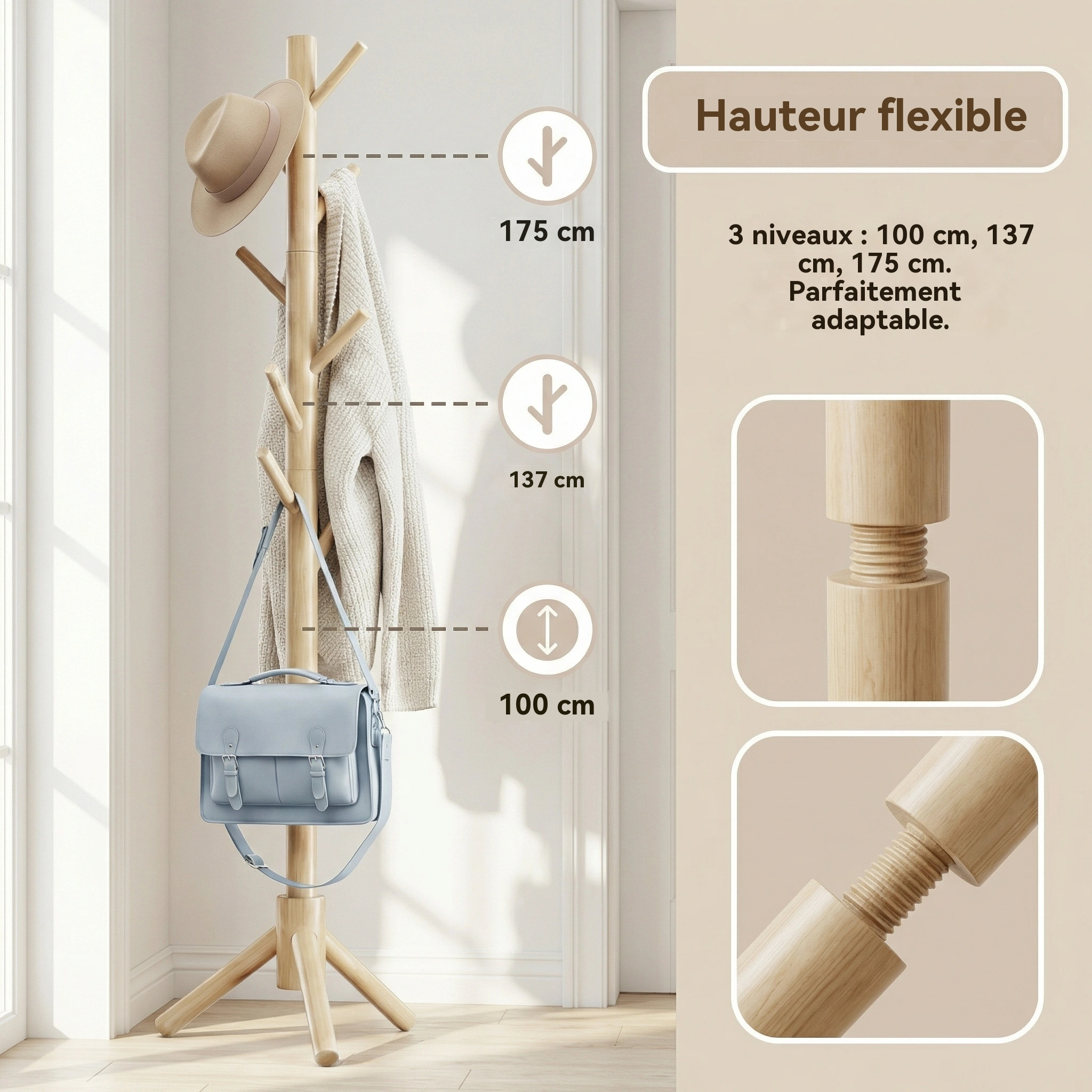 Porte-manteau réglable en hauteur