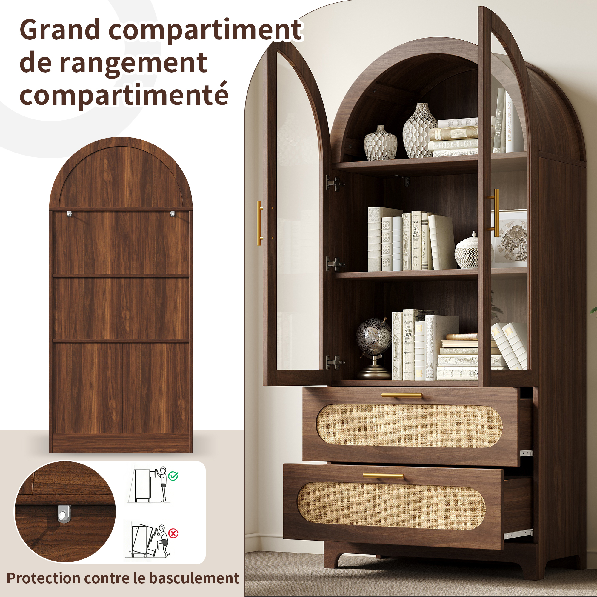 Dispositif anti-basculement vitrine
