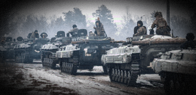 Colonne de char slavis partis de Slaviensk