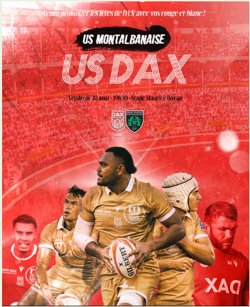 INFOS ce VENDREDI 30 AOÛT 2024 (Matinée) > Pro D2 > JOUR de MATCH pour les Sapiacains > DAX / USM ce soir 19H30 – Les COMPOS <> Du CÔTÉ de SAPIAC <> NOUVEAUX MAILLOTS OFFICIELS <> RÉSULTAT en MATCH D'OUVERTURE  hier soir à A.Domenec > BRIVE 18 – 9 OYONNAX Vo82g8