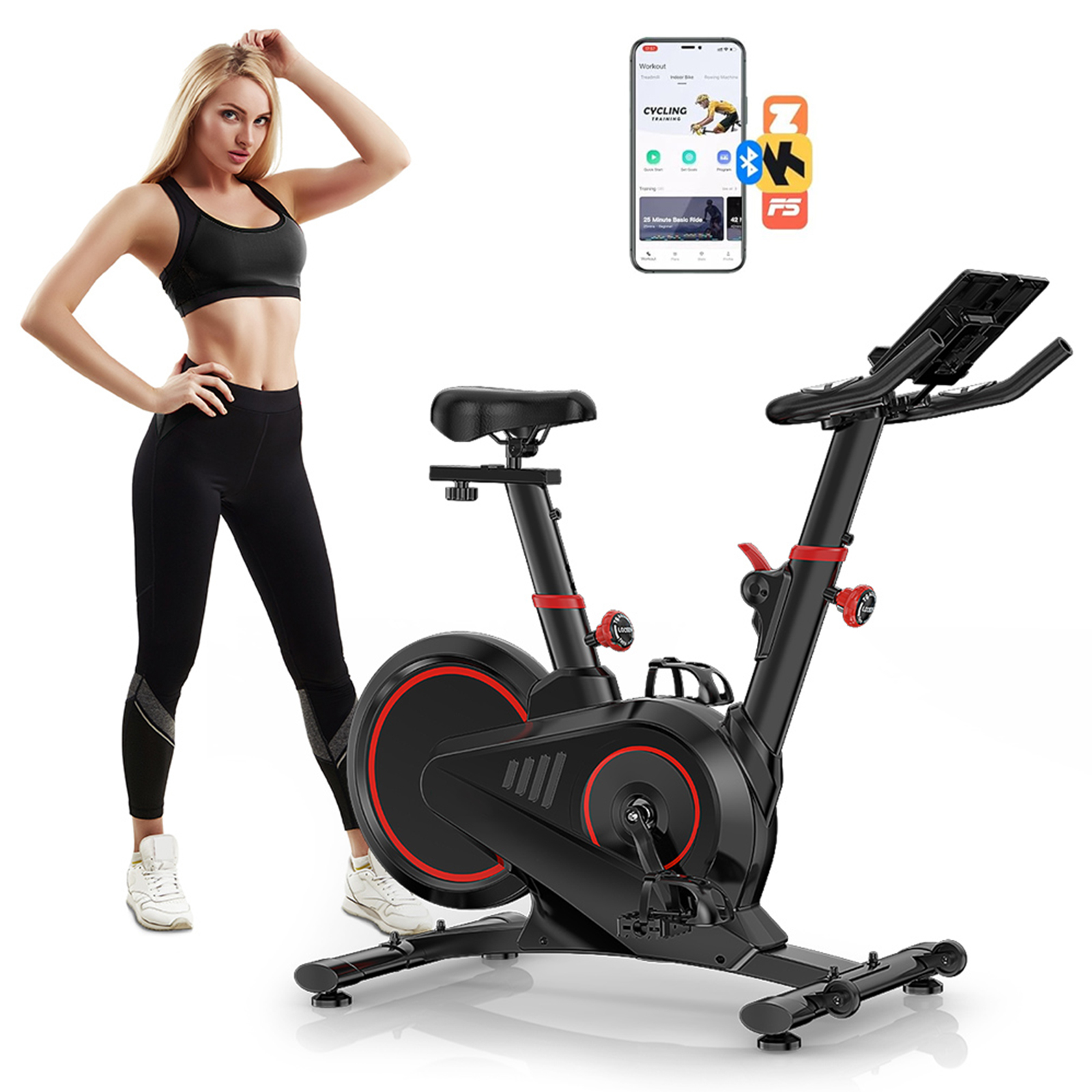 Image of Cyclette da Casa con App - RATTANTREE - Cyclette Professionale con Resistenza Magnetica al 100%, Volano da 5 kg, Schermo LCD, Ultra Silenziosa, per Allenamento a Casa, Portata Massima 150kg