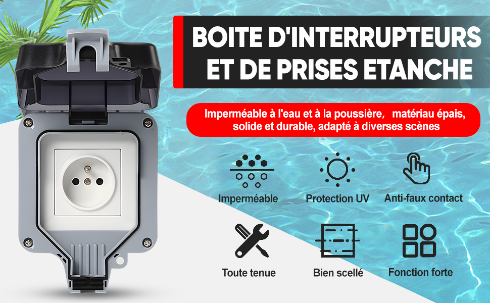 Presa Esterna IP66 Stagna - Monoposto Per Giardino, Cucina, Garage