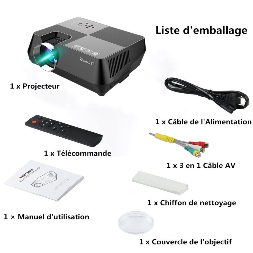 Vidéoprojecteur portable TECHSTICK® Mini Retroprojecteur Multimédia