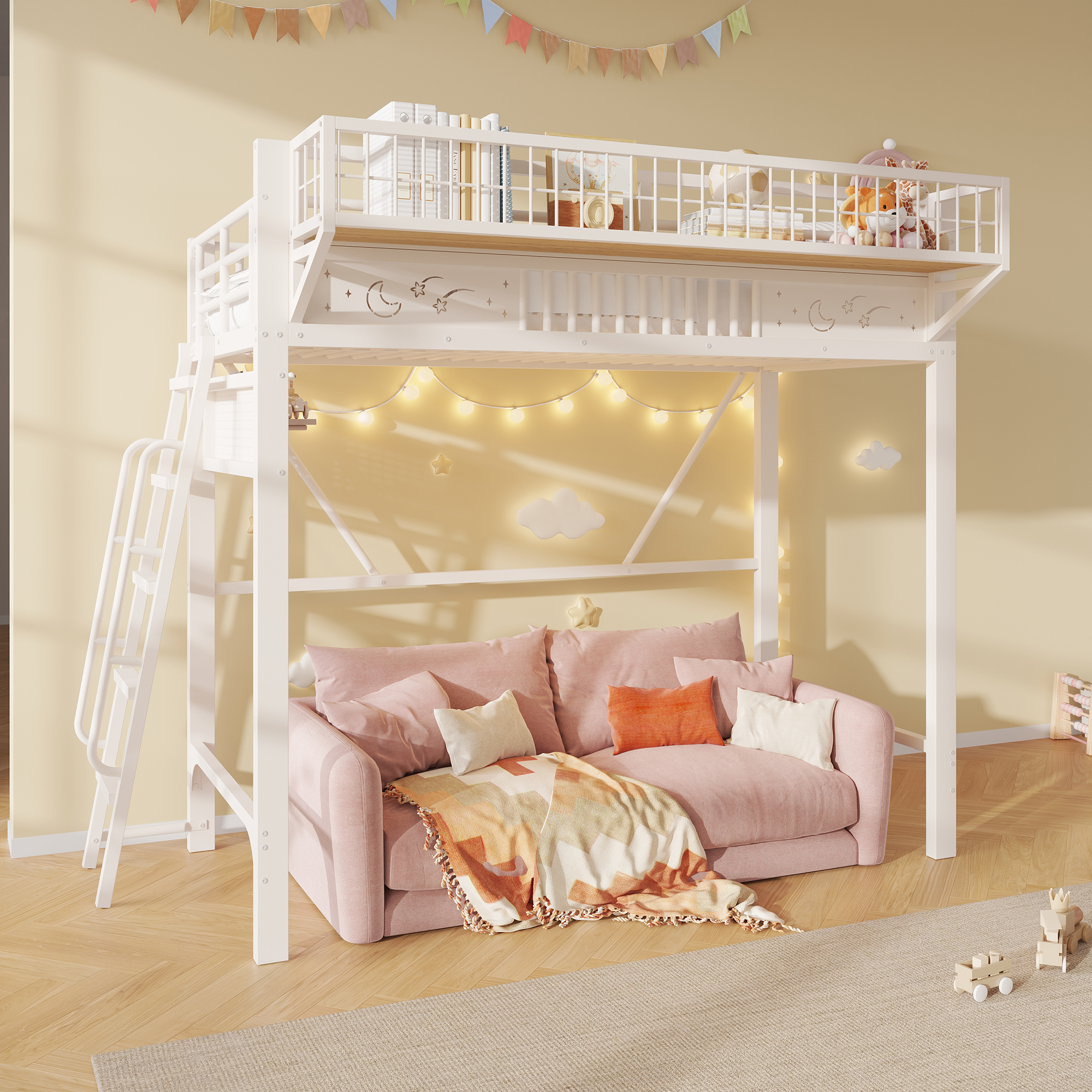Lit mezzanine blanc 90 x 200 cm