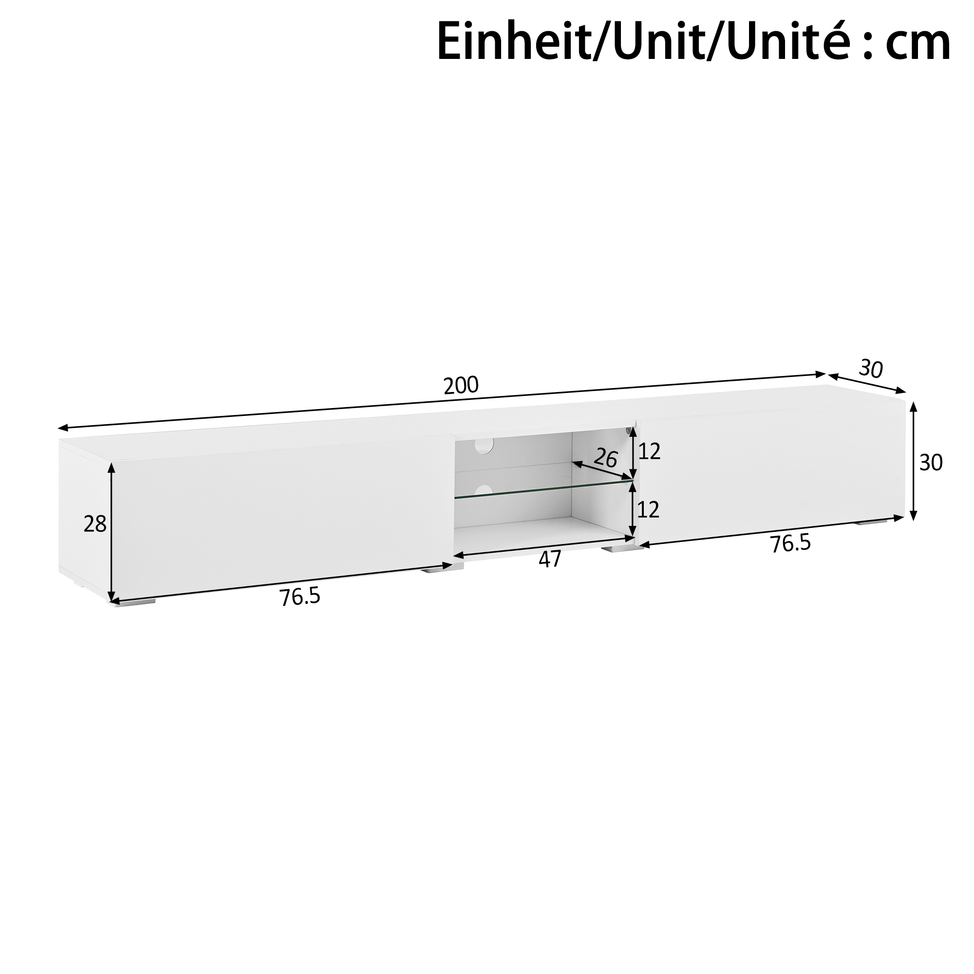 Effets lumineux LED du meuble TV blanc