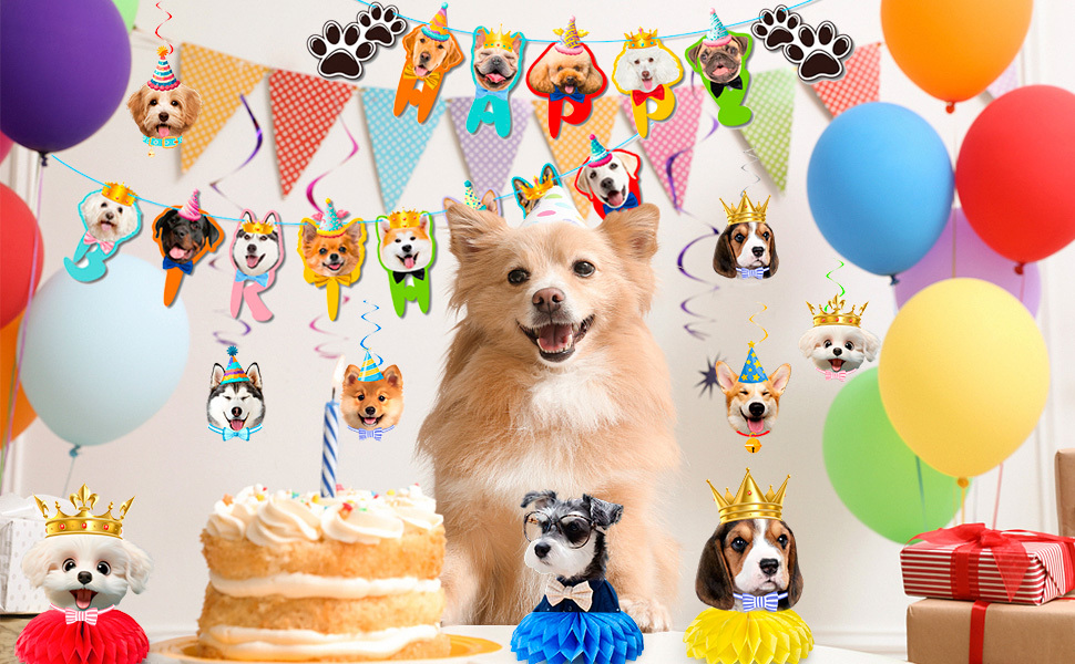 25 Pcs Dog Party Decoration Dog Birthday Supplies Puppy Party