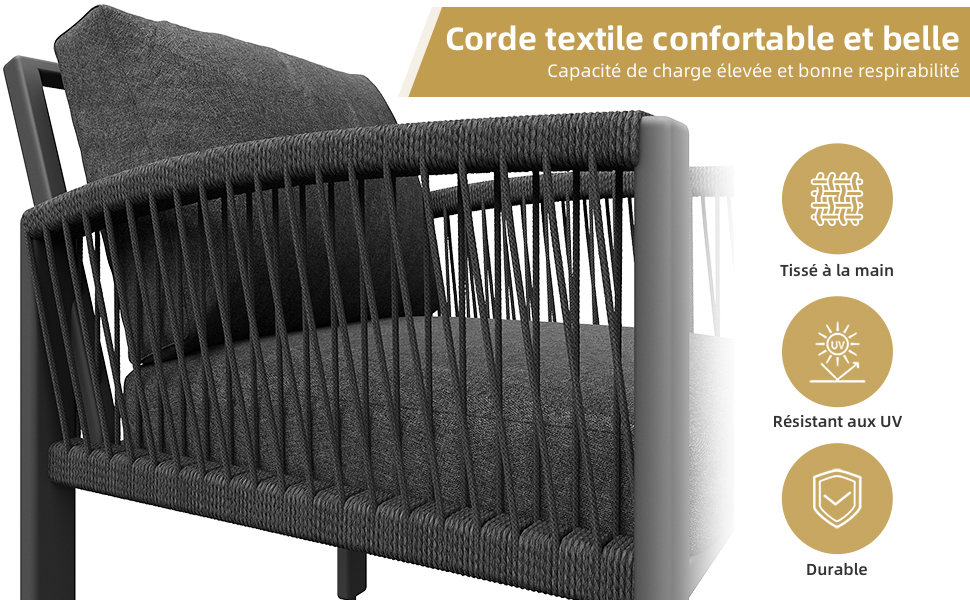 Accoudoirs corde tressée