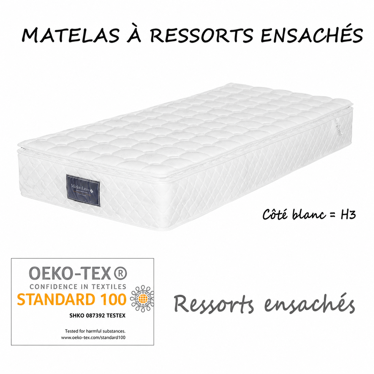 Matelas hypoallergénique Oeko-Tex