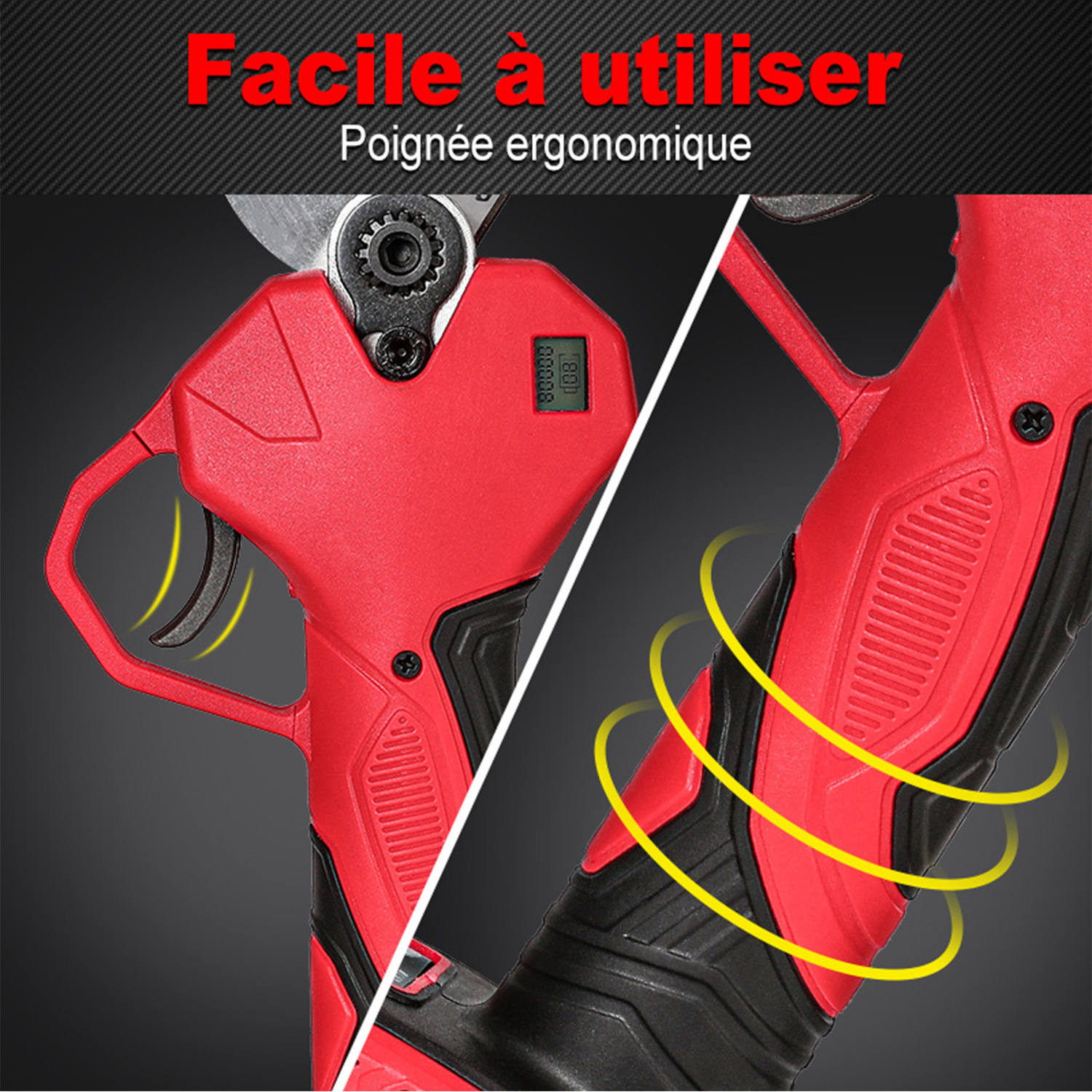 Secateur Electrique Sécateur électrique Professionnel 50mm - Double Batterie 2000mAh - Lames SK5 - Parfait Jardinage Taille Branches 50mm