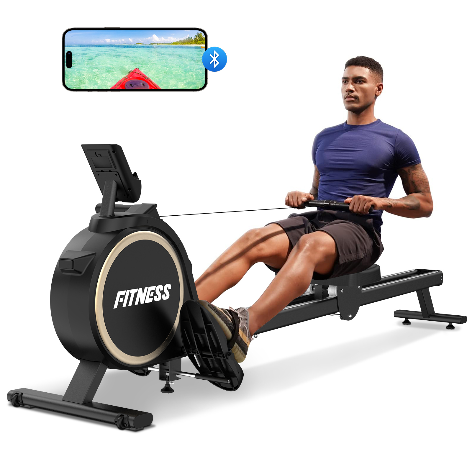 Vogatore per Casa Magnetico - RATTANTREE - Bluetooth Vogatore Professionale per Casa, 16 Livelli di Resistenza, Carico Massimo 160 kg