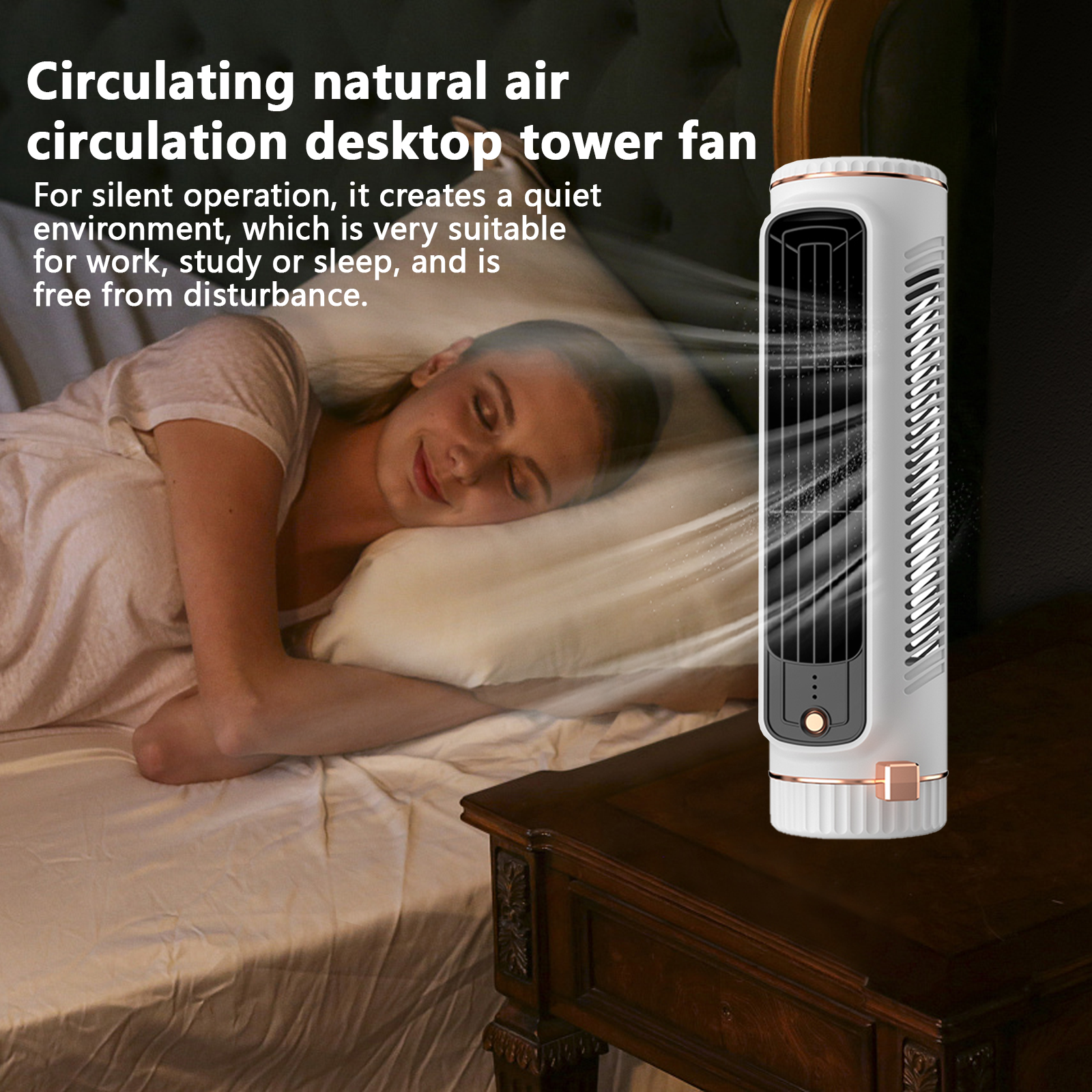 Ventilateur Colonne De Bureau Dr.Prepare – Silencieux USB, Oscillation 105°, Inclinaison 270°, 3 Vitesses