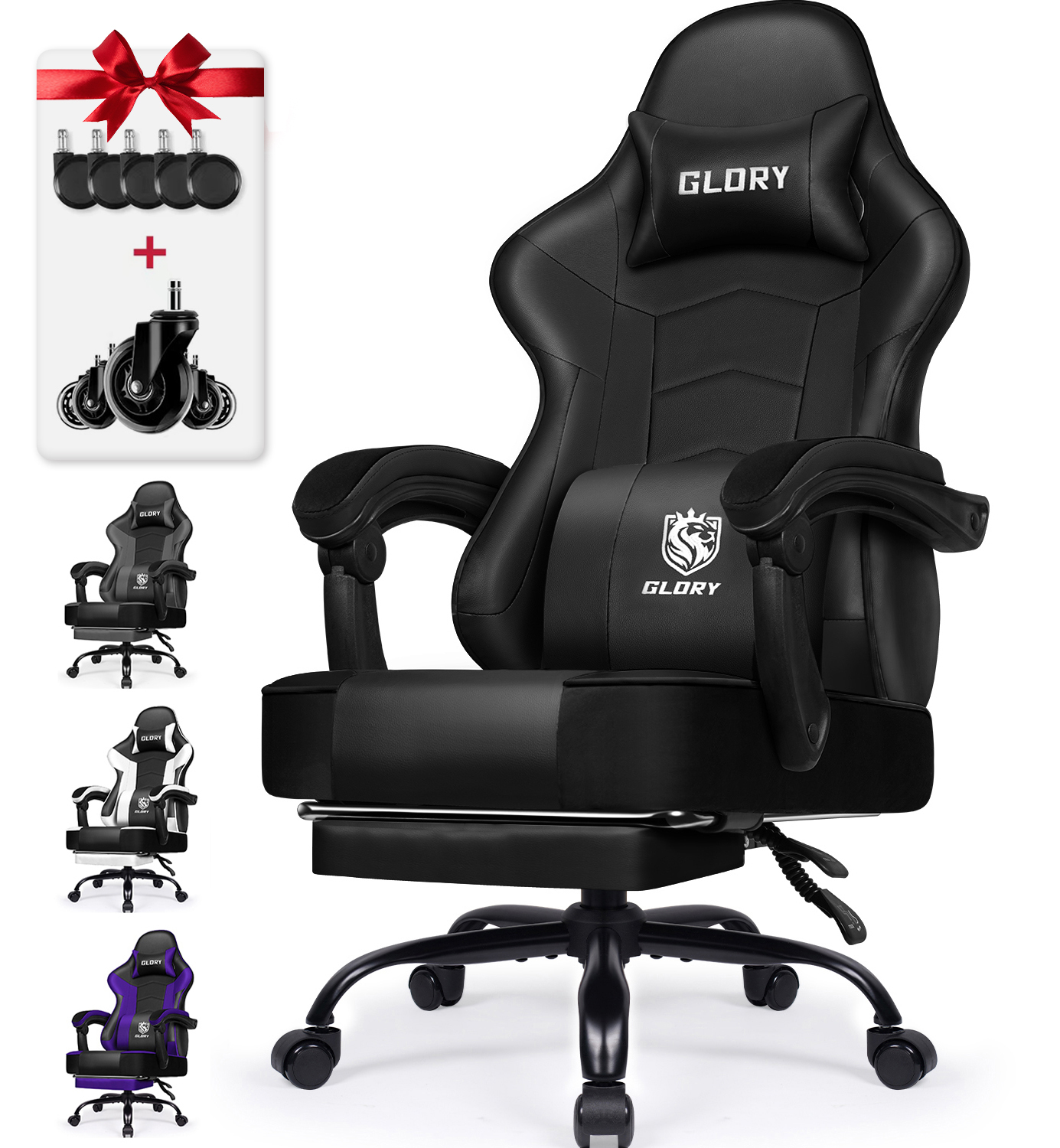 Chaise Gaming DoChair Ergonomique Cuir PU - Accoudoirs Rembourrés, Réglable Hauteur, 150-200 Kg