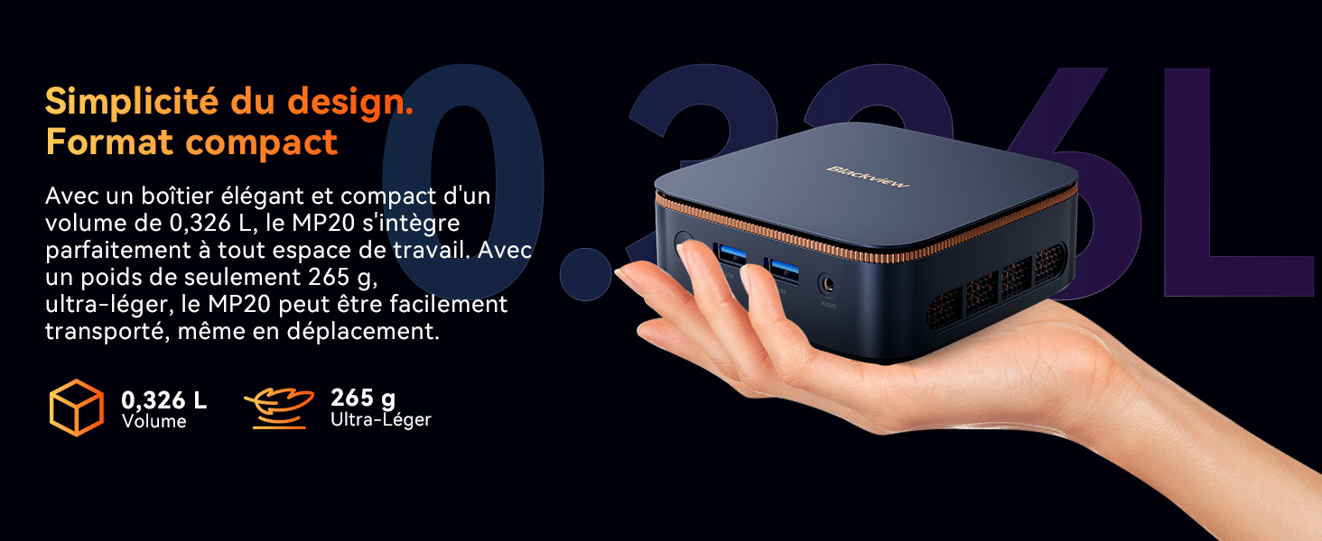 Blackview MP20 Mini PC – Intel N150 Bis 3,6 GHz, 16 GB RAM, 512 GB SSD, 4K Dual-Display, Win 11 Pro