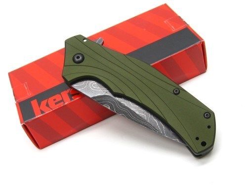 Couteau Damas Kershaw Knockout A/O Green Lame 128 Couches Made USA KS1870OLDAM 