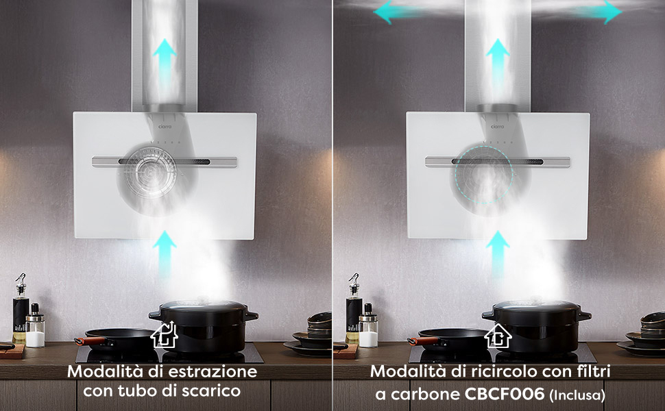 CIARRA Cappa Aspirante Controllo WiFi APP CD6736GS - Bianco, 3 Velocità, 750 M³/h, Controllo APP, 60 Cm, Filtro In Alluminio, Facile Da Pulire 13 CIARRA CD6736GS