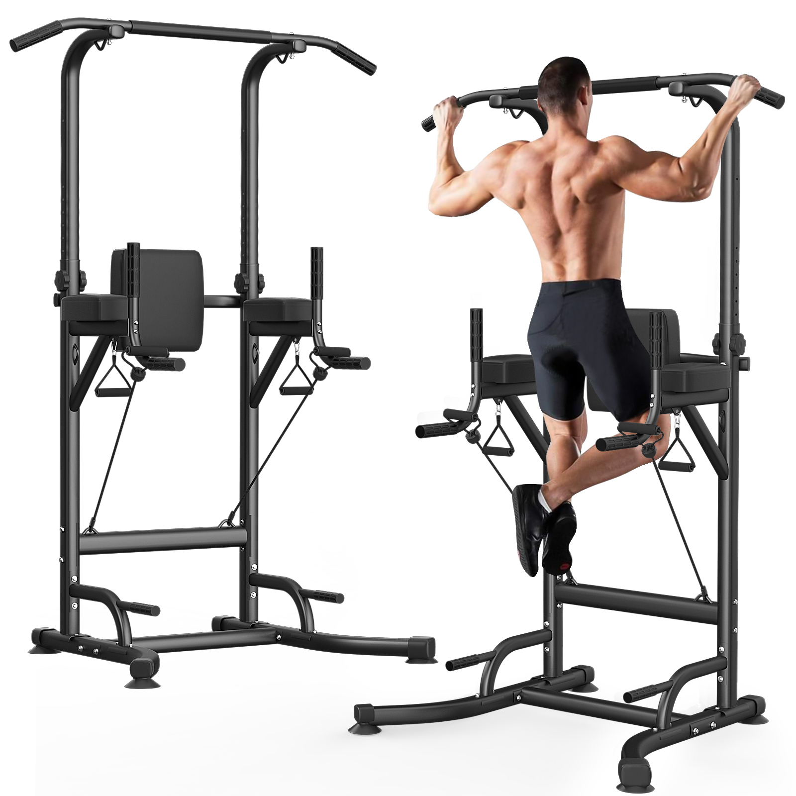 Image of Stazione Fitness Multifunzione - RATTANTREE - Fitness Strength Station con barra per trazioni - caricabile 330LBS